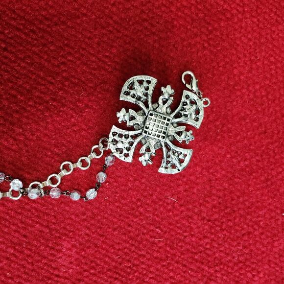 Luxe Crystal Pendant Necklace With Rhinestone Chain & Adjustable Length - Picture 6 of 15